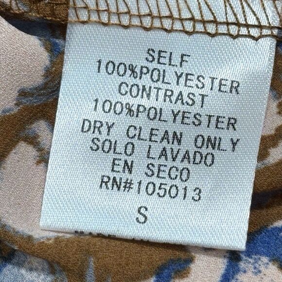 Andree By Unit Peasant Top Brown Floral Frenzy Drawstring Neck Womens Small NWT - Picture 9 of 9